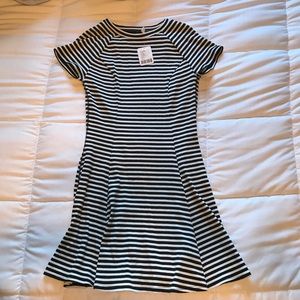 black and white stripped dress